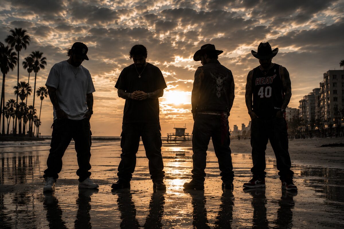 Ghostline South on the beach at sunset